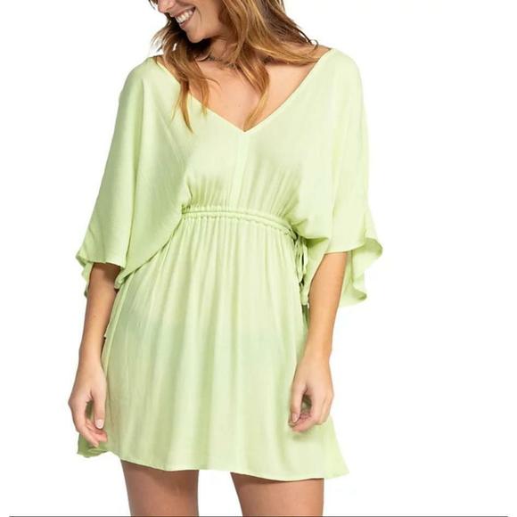 Roxy Juniors' Sun Baby Margarita Drawstring-Waist Green Cover-Up Dress S - Picture 1 of 2